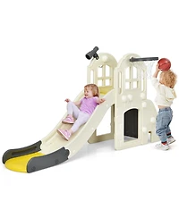 6-in-1 Large Slide for Kids Toddler Climber Slide Playset with Basketball Hoop