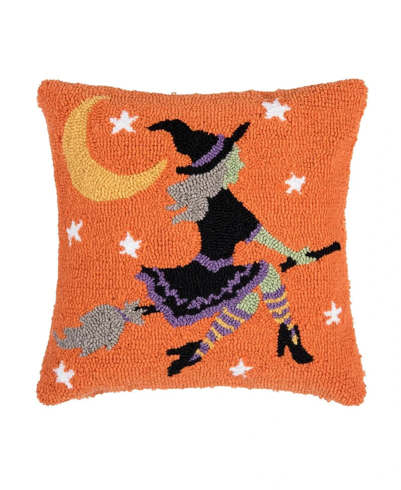 Witch Moonlight Hooked Throw Pillow, 16" x 16"