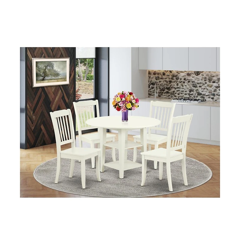 East West Furniture Dining Room Set Linen White