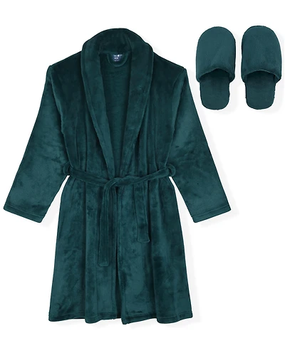 Max & Olivia Little and Big Boys 2-Piece Belted Robe Slippers Set