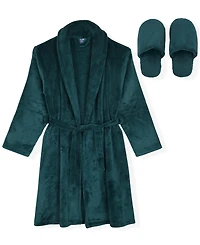 Max & Olivia Little and Big Boys 2-Piece Belted Robe Slippers Set