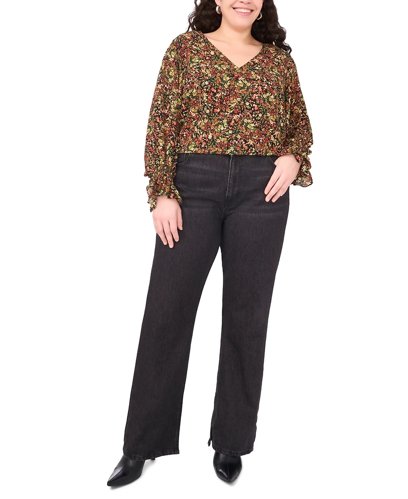 Vince Camuto Plus Balloon Sleeve V-Neck Blouse