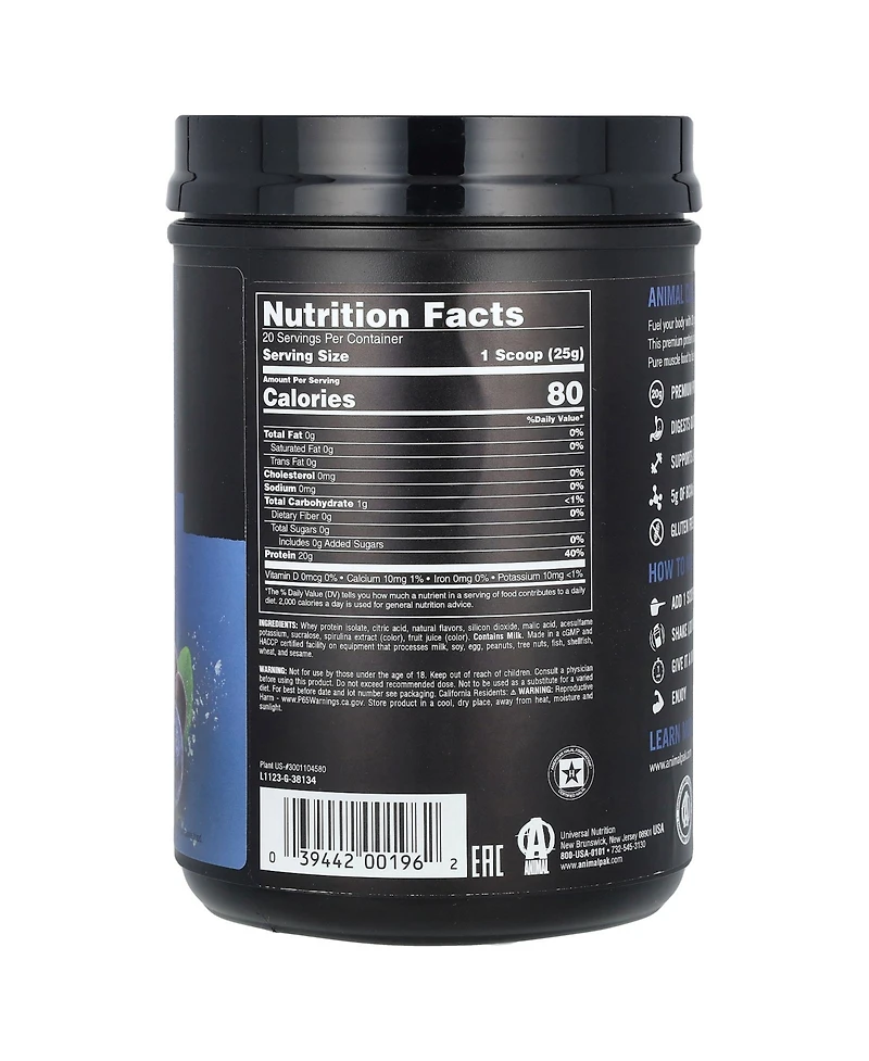 Animal Clear Whey Isolate Blueberry Acai