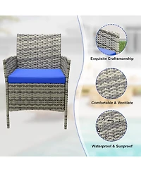gaomon 3 Piece Grey Pe Rattan Patio Conversation Set with 2 Chairs & Coffee Table, Outdoor Furniture for Patio, Porch, Balcony
