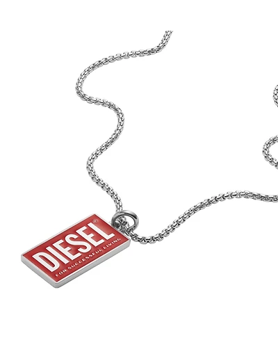 Diesel Men's Stainless Steel Logo Dog Tag Necklace