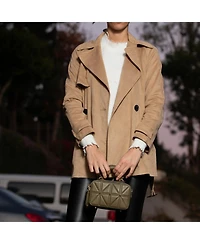 Susu Olive Green Small Crossbody Bag Pebble Leather Mini Purse with Top Handle and Adjustable Strap for Women