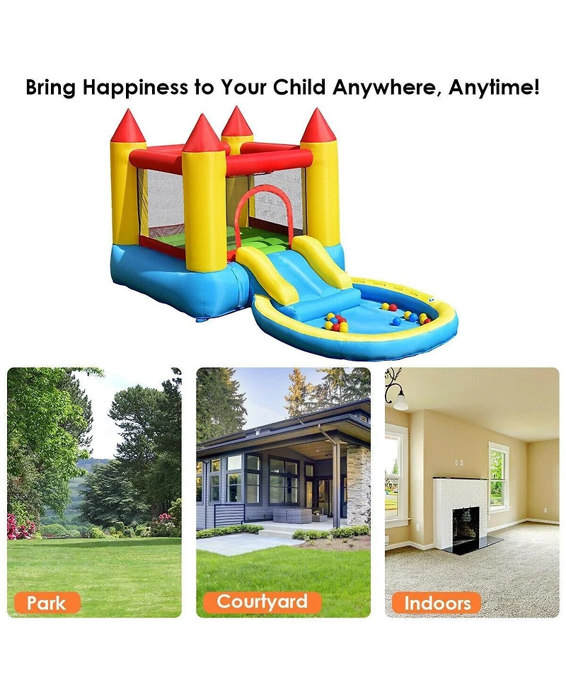Kids Inflatable Bounce House Castle with Ball Pit and Carrying Bag