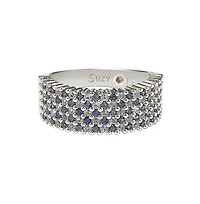 Suzy Levian New York Sterling Silver Sapphire & Created White Half Band
