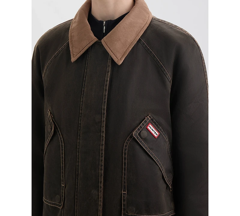 Hunter Women's Short Faux Fur-Lined Waxed Jacket