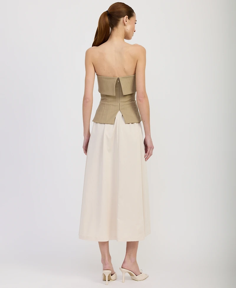 En Saison Women's Arden Mixed Media Strapless Sleeveless Dress