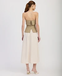 En Saison Women's Arden Mixed Media Strapless Sleeveless Dress