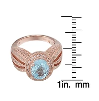 Suzy Levian New York Sterling Silver Oval Cut Center Topaz Cocktail Ring
