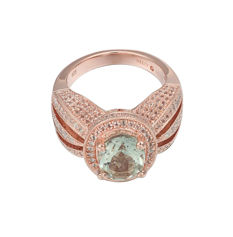 Suzy Levian New York Sterling Silver Oval Cut Center Topaz Cocktail Ring