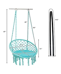 Gymax Hammock Swing Chair with Cushion Hanging Hardware Kit Indoor Outdoor