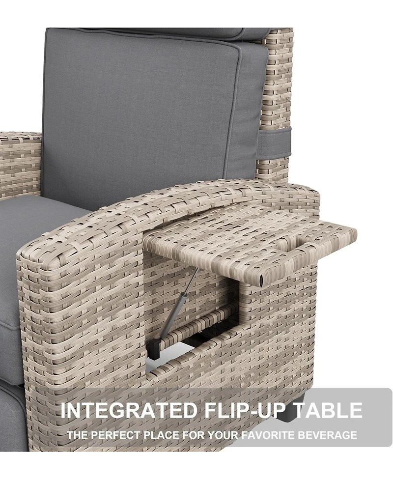 Gaomon Outdoor Recliner Chair with Cushion and Side Table, Adjustable Back & Footrest, 150° Lay Flat Garden Lounge Furniture, 1 Piece