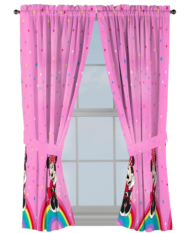 Sunny Side Up Minnie Mouse Curtains for Kids Bedroom 4-Piece Drape Set Pack of 2