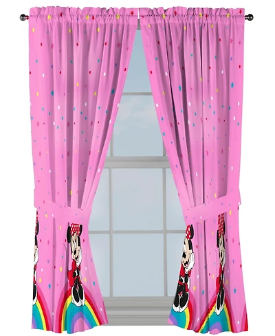 Sunny Side Up Minnie Mouse Curtains for Kids Bedroom 4-Piece Drape Set Pack of 2