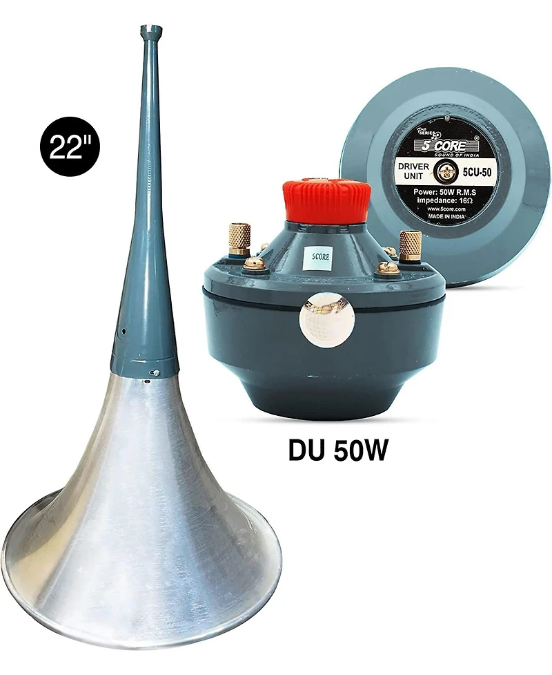 5 Core Pa Horn Speaker 500W Pmpo Compression Driver in 22 Inch Trumpet Throat Loud Audio System - Trumpet 22 + DU50
