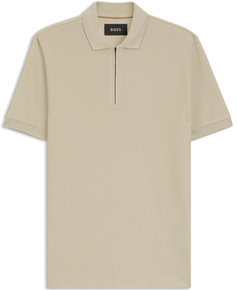 Boss by Hugo Men's Zip Placket Structured-Cotton Polo Shirt