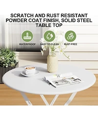 gaomon White 3-Piece Patio Bistro Set, Outdoor Folding Table & Chairs, Weather Resistant, Space Saving for Backyard & Balcony