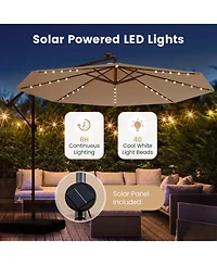 10 Feet Solar Offset Hanging Umbrella with 40 Lamp Beads and Solar Panel
