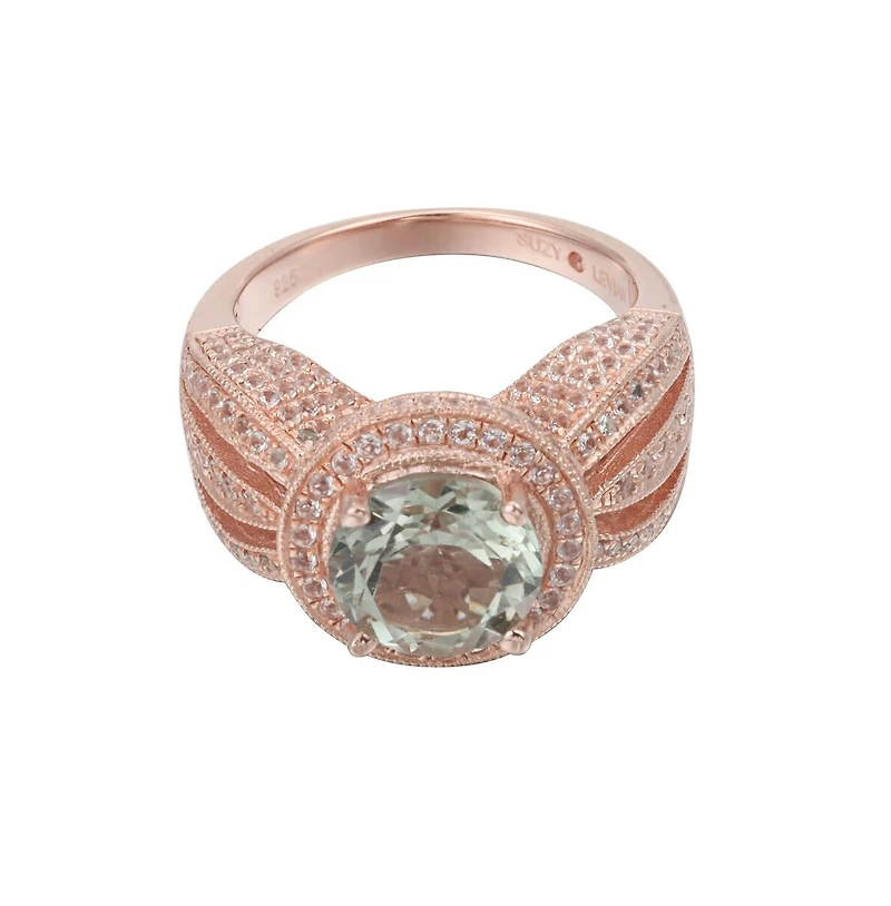 Suzy Levian New York Sterling Silver Round Cut Center Topaz Cocktail Ring