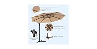 10 Feet Offset Hanging Umbrella with Base and Infinite Tilt