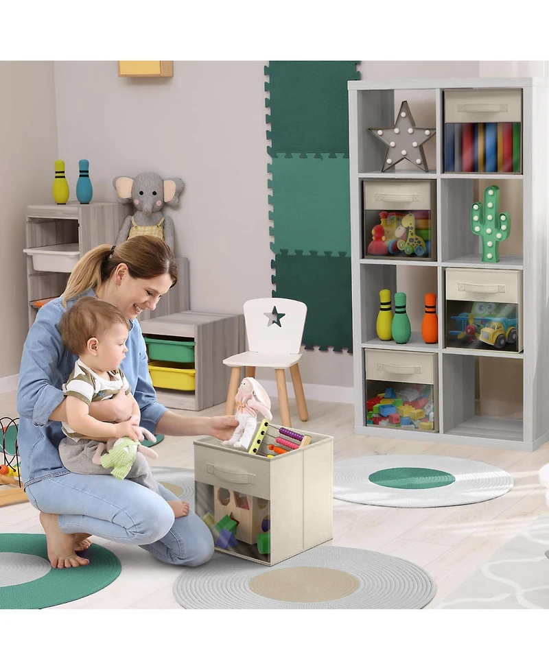 Sorbus Inch 6 Pack Collapsible Fabric Storage Bins with Clear Window - for Organizing Clothes, Toys, Books, Shelves