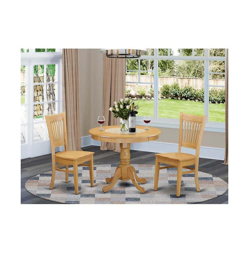 East West Furniture 3 Pc Small Kitchen Table set - small Dining Table and 2 Kitchen chair