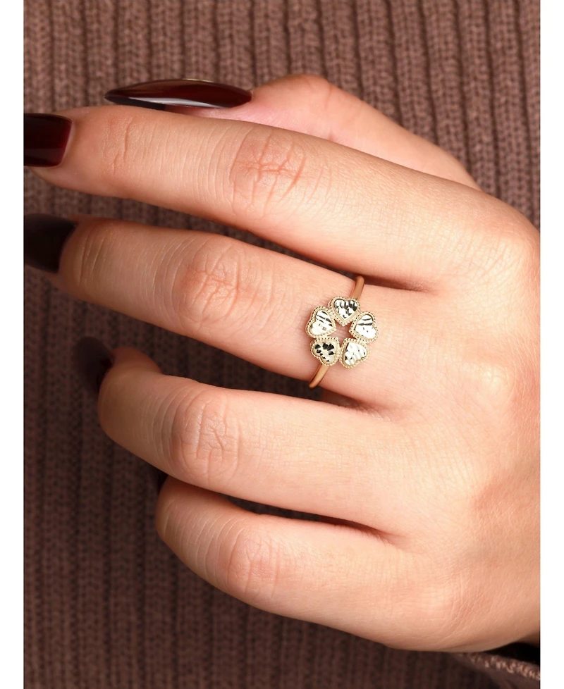 Devata Clover Heart Ring in 14K Gold, Size 9, approx. 2.1 grams.