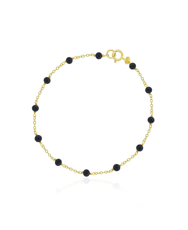 The Lovery Onyx Bead Chain Bracelet 14K Gold