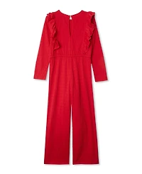 Lands' End Girls Long Sleeve Ruffle Knit Jumpsuit