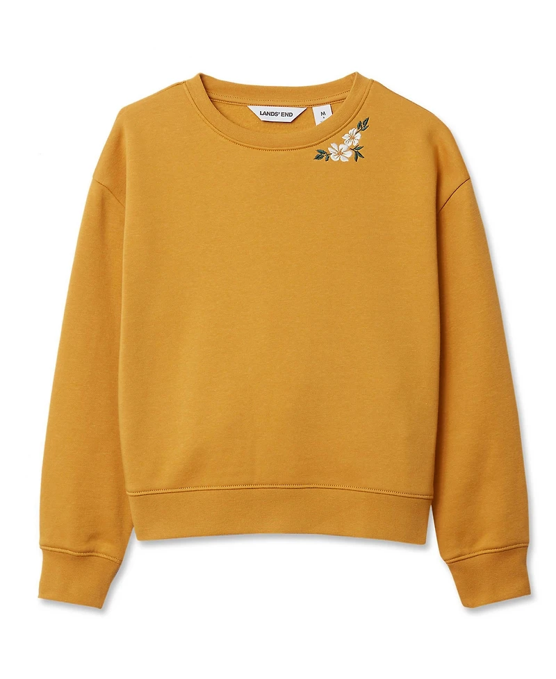 Lands' End Girls Crew Neck Embroidered Sweatshirt