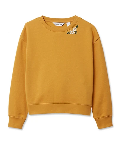 Lands' End Girls Crew Neck Embroidered Sweatshirt