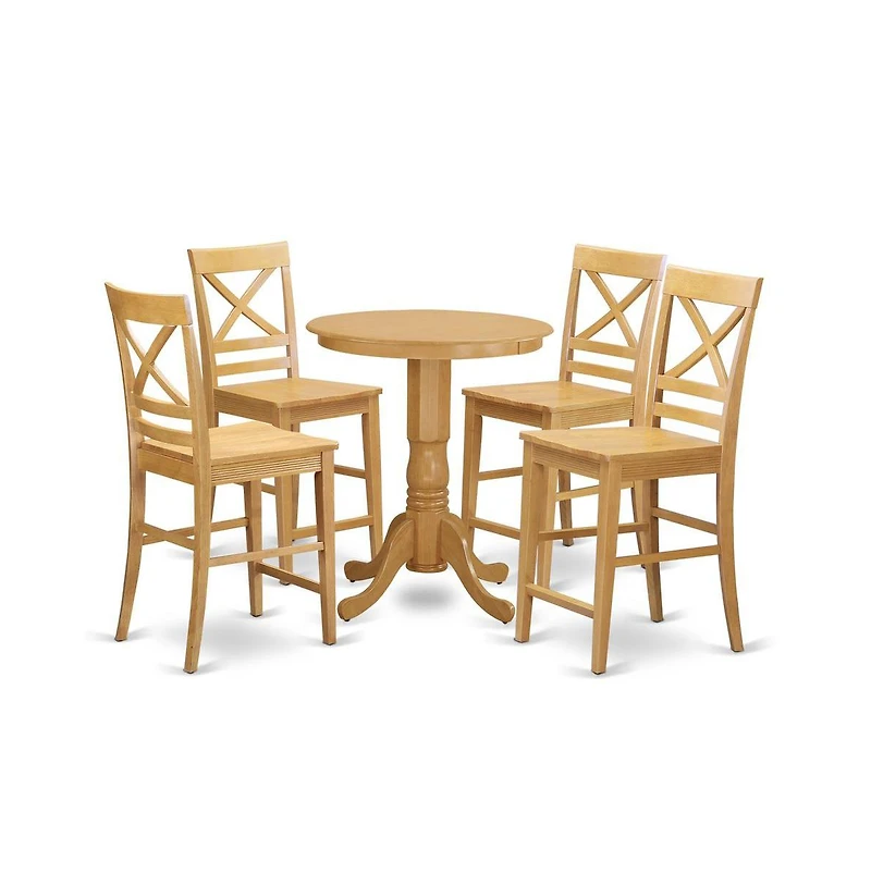 East West Furniture 5 Pc counter height pub set - Dining Table and 4 Kitchen bar stool