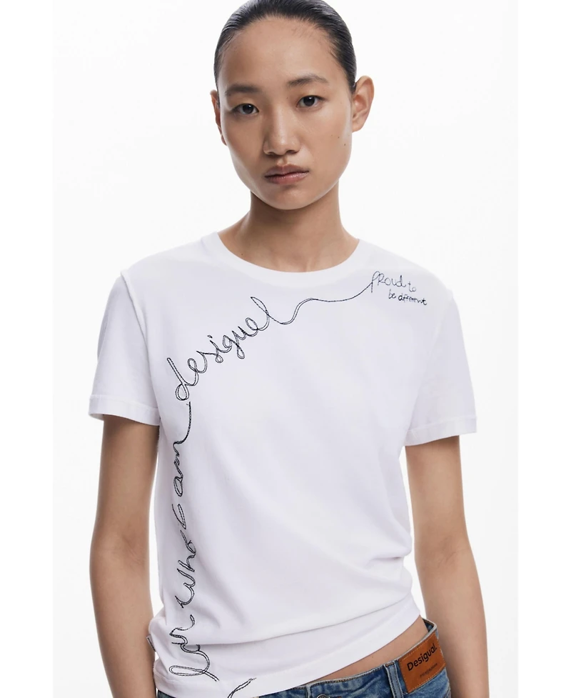 Desigual Women's T-shirt with embroidered phrase