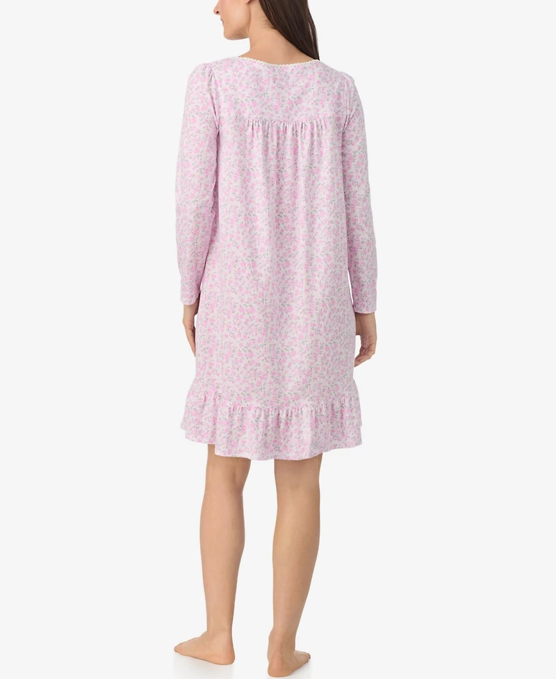 Eileen West Women's Long Sleeve Short Nightgown