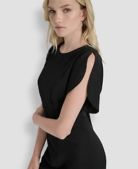 Dkny Women's Short Sleeve Crew Neck Sheath Dress