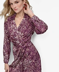 Dkny Women's Long Sleeve Collared Wrap Dress