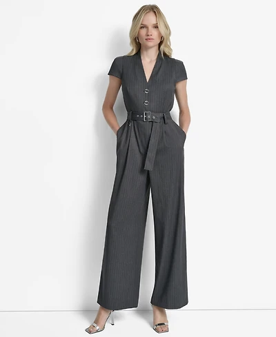 Dkny Women's Cap Sleeve V-Neck Jumpsuit