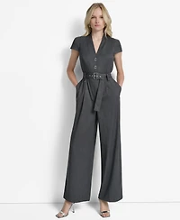 Dkny Women's Cap Sleeve V-Neck Jumpsuit