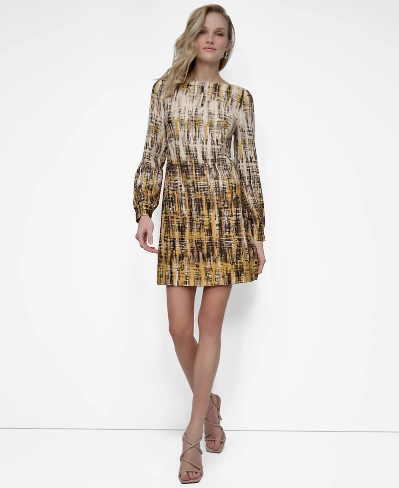 Dkny Women's Long Sleeve Boat Neck Sheath Dress