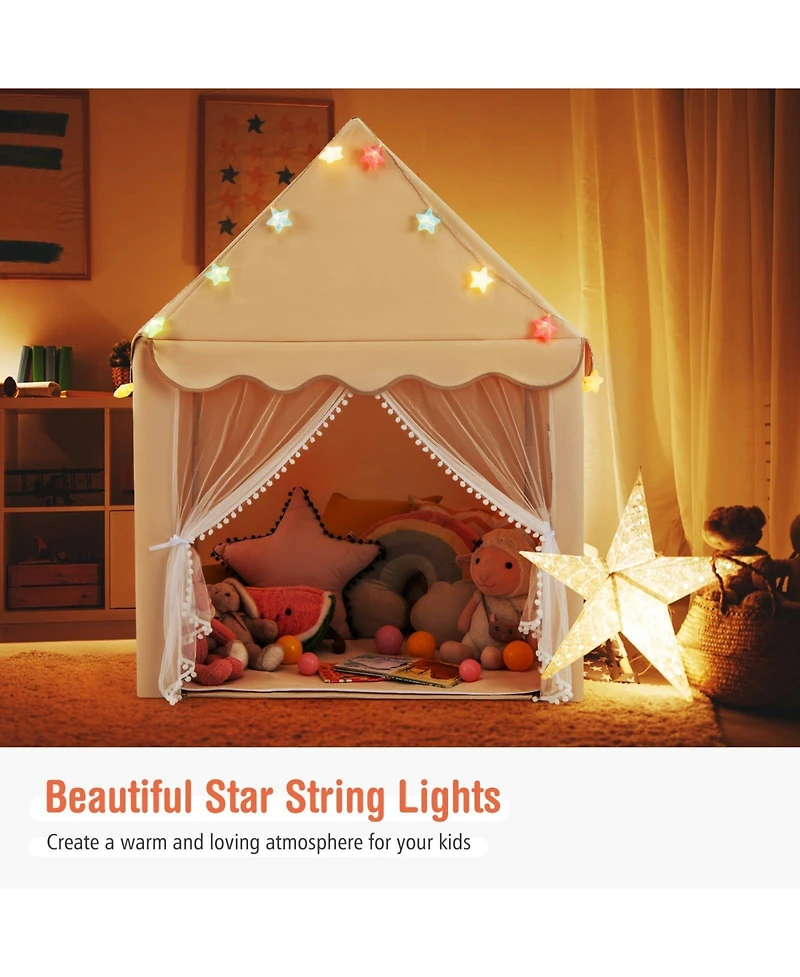 Kids Playhouse Tent with Star Lights and Mat
