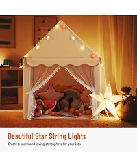 Kids Playhouse Tent with Star Lights and Mat