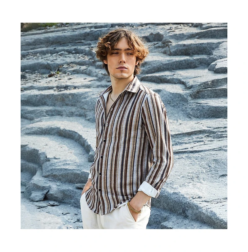 Campus Sutra Men's Multitrack-Striped Shirt