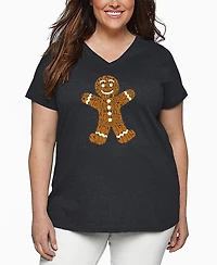 La Pop Art Plus Gingerbread Word V-Neck T-Shirt