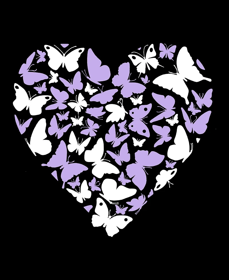 La Pop Art Plus Butterfly Heart Word V-Neck T-Shirt