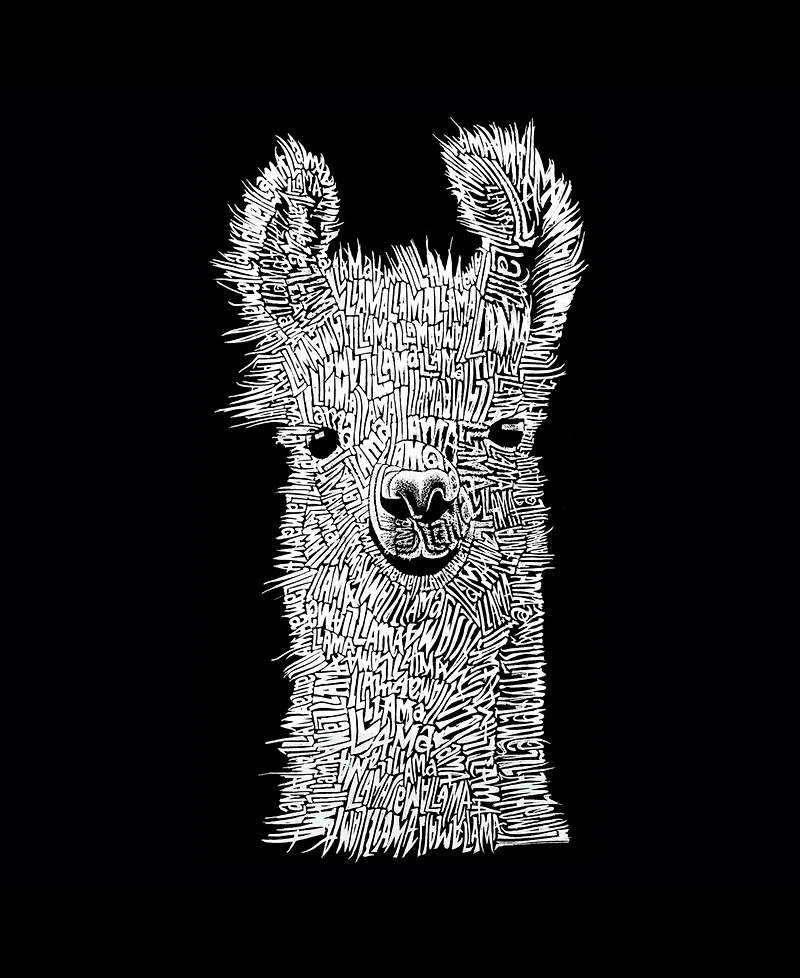La Pop Art Plus Llama Word V-Neck T-Shirt