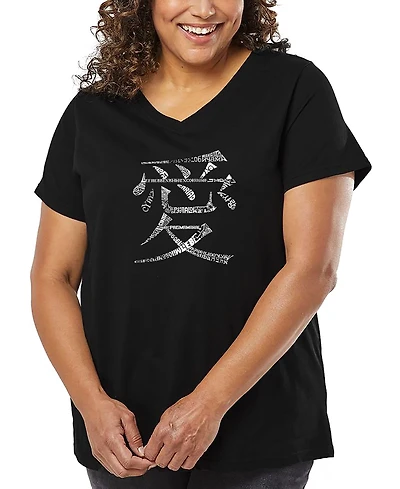 La Pop Art Plus The Word Love 44 Languages V-Neck T-Shirt