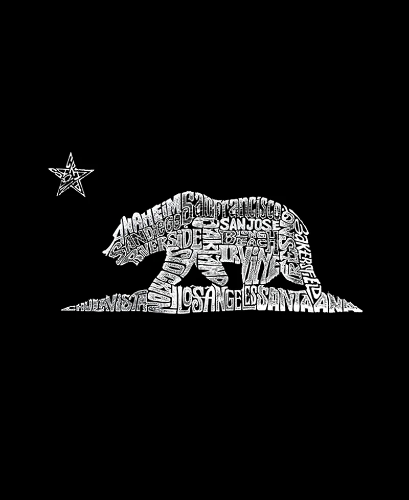 La Pop Art Plus California Bear Word V-Neck T-Shirt